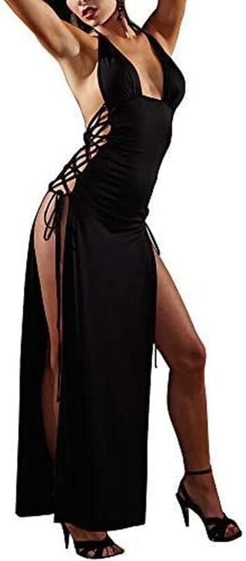 MARGOUN European Style Sleeveless and Backless Hot Sexy Dress Girls Adult Erotic Dress Plus Size T882 - Black